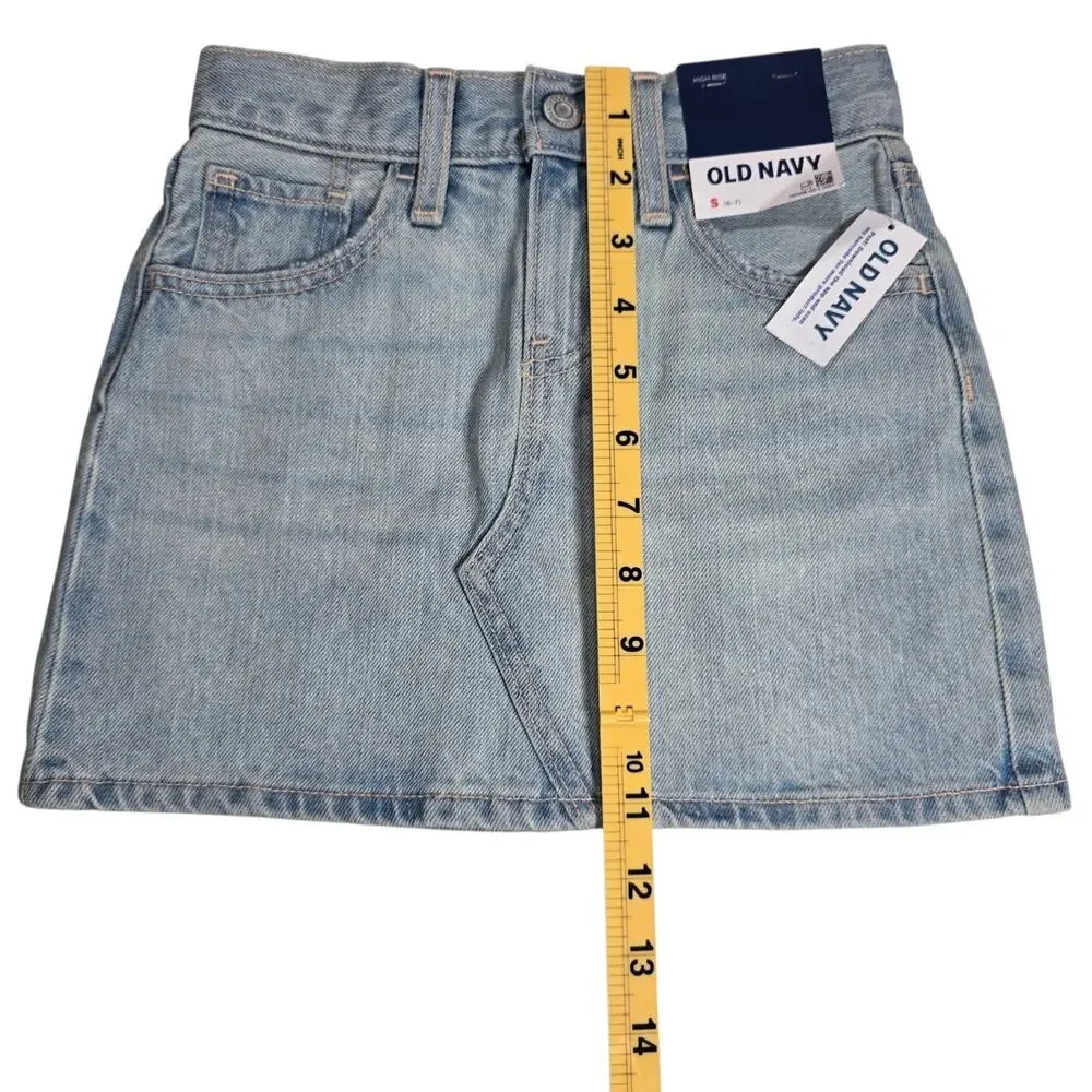 NWT Old Navy Girls’ Jean Skirt Small (6-7) High Rise Denim Elastic Waist NEW